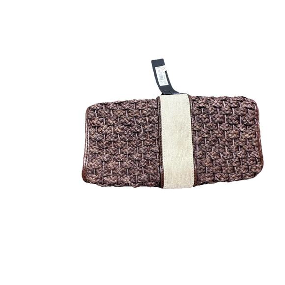 The Limit Brown woven Clutch purse NWT boho bag gold hardware - Picture 2 of 6